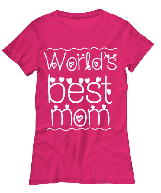 Worlds best mom, heliconia Women's Tee. Model 60045