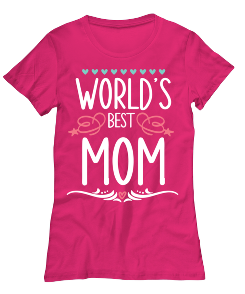 Worlds best Mom1, heliconia Women's Tee. Model 60045