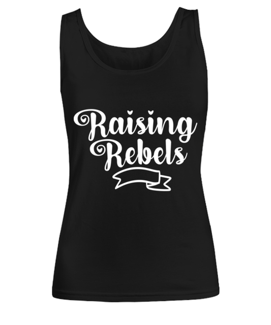 Raising Rebels, black Women's Tee. Model 60045