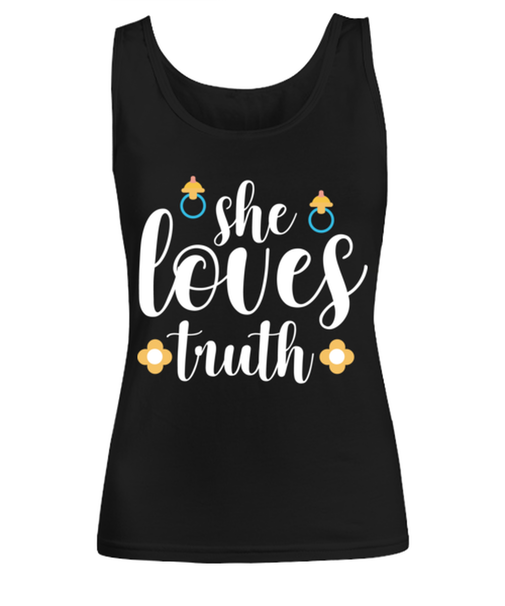 she loves truth, black Women's Tee. Model 60045