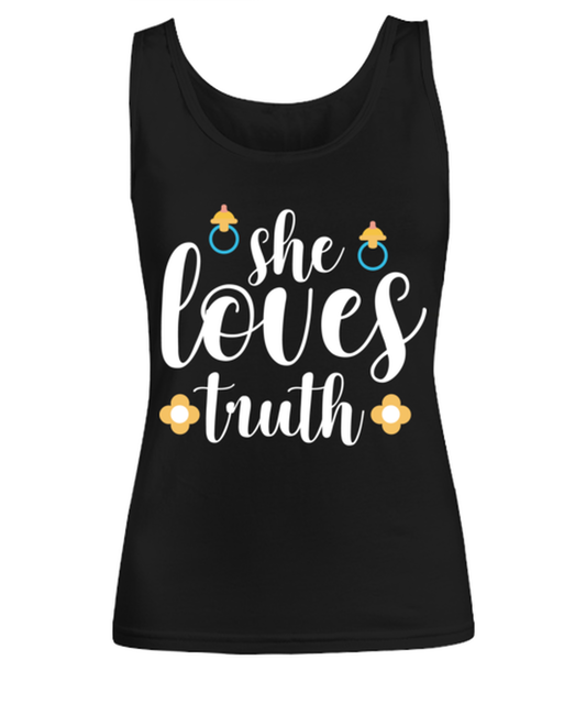 she loves truth, black Women's Tee. Model 60045