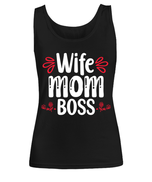 Wife Mom Boss, black Women's Tee. Model 60045