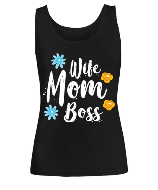 Wife Mom Boss1, black Women's Tee. Model 60045