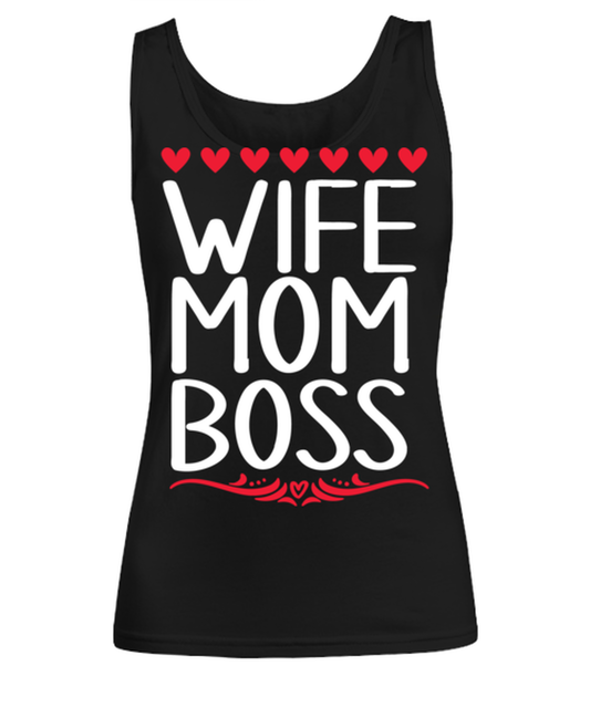 Wife, Mom, Boss, black Women's Tee. Model 60045