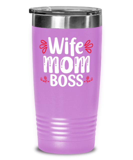 Wife Mom Boss, light purple Tumbler 20oz. Model 60046