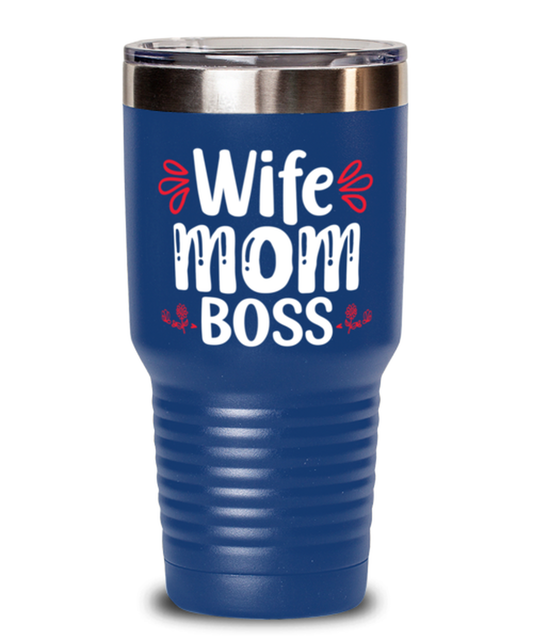 Wife Mom Boss, blue Tumbler 30oz. Model 60046
