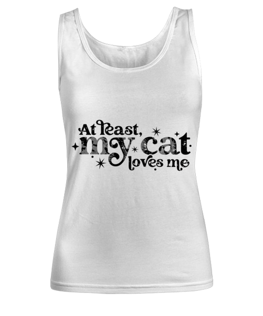 At least my cat loves me, white Women's Tank Top. Model 60053