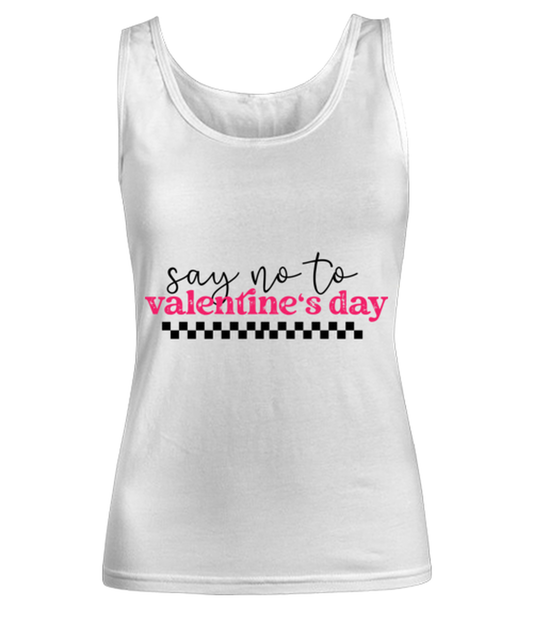 Say no to valentine's day, white Women's Tank Top. Model 60053