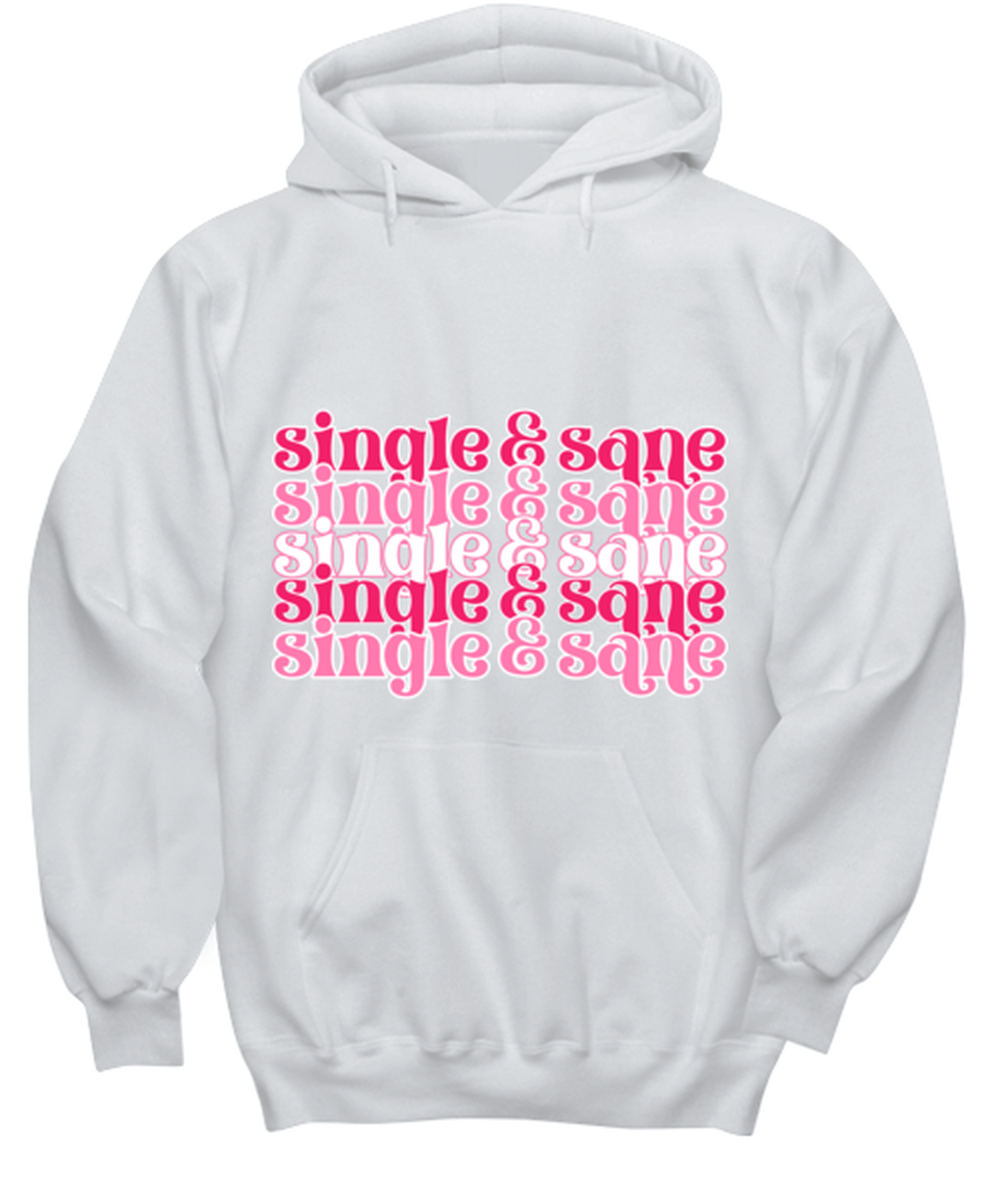 Single and sane, white hoodie. Model 60053