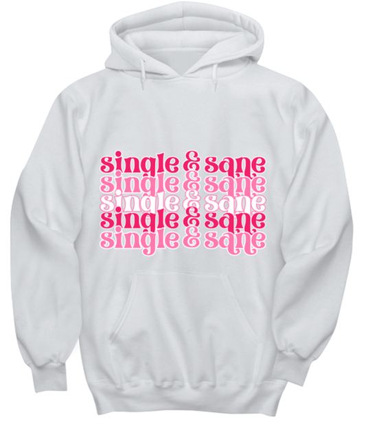 Single and sane, white hoodie. Model 60053