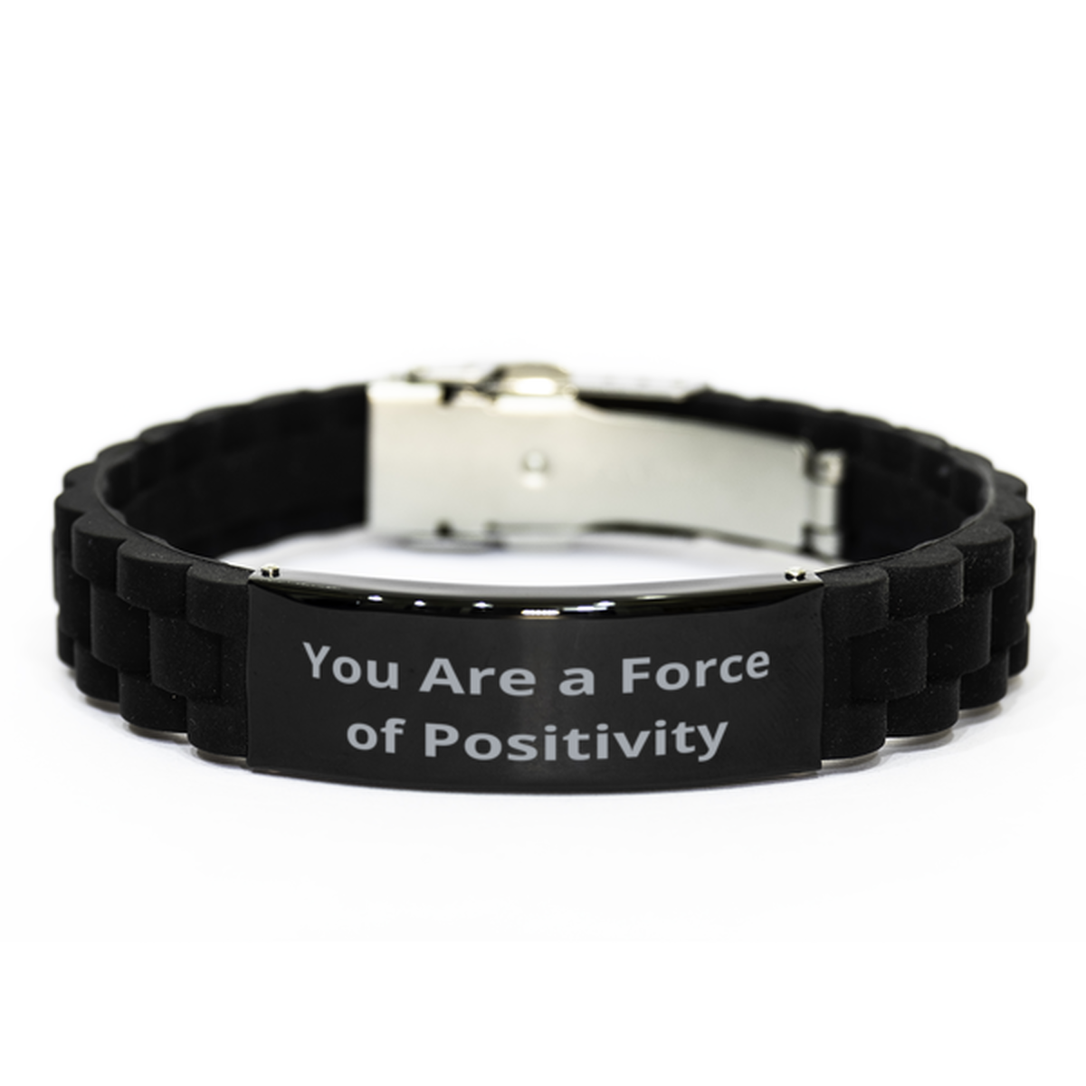 You Are a Force of Positivity,  Black Glidelock Clasp Bracelet. Model 60054