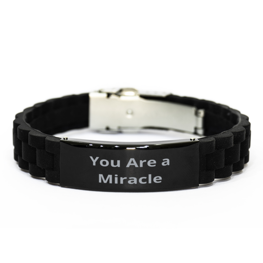 You Are a Miracle,  Black Glidelock Clasp Bracelet. Model 60054