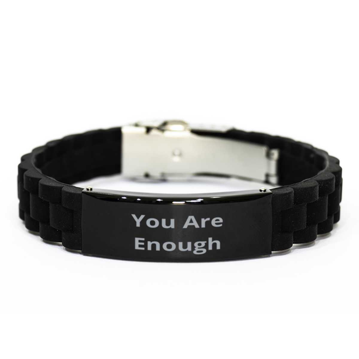 You Are Enough,  Black Glidelock Clasp Bracelet. Model 60054