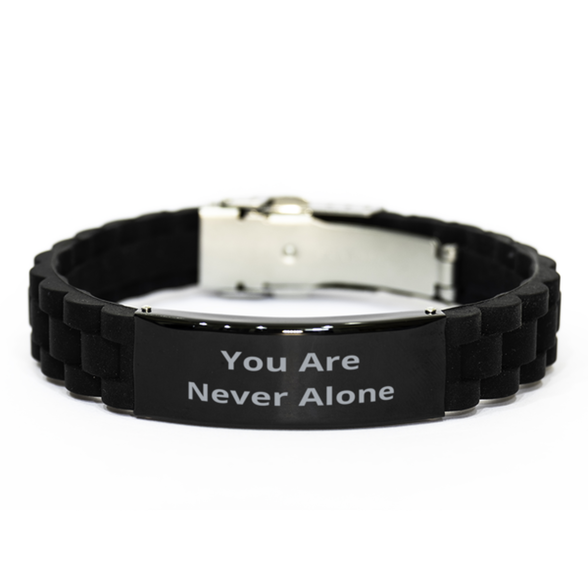 You Are Never Alone,  Black Glidelock Clasp Bracelet. Model 60054