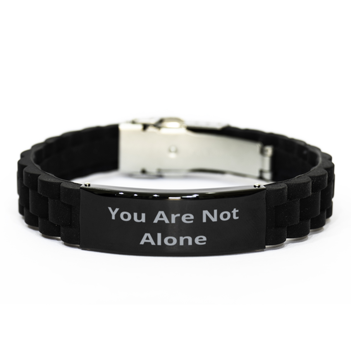 You Are Not Alone,  Black Glidelock Clasp Bracelet. Model 60054