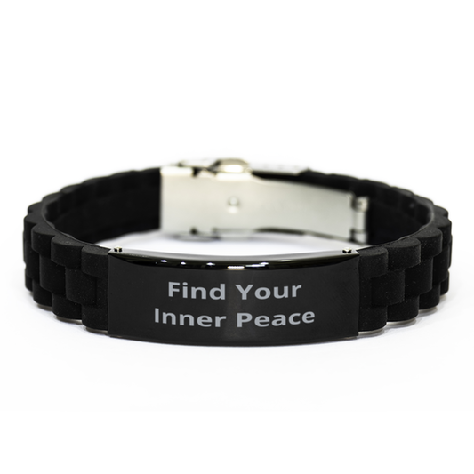 Find Your Inner Peace,  Black Glidelock Clasp Bracelet. Model 60054