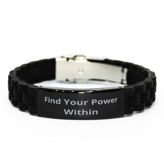 Find Your Power Within,  Black Glidelock Clasp Bracelet. Model 60054