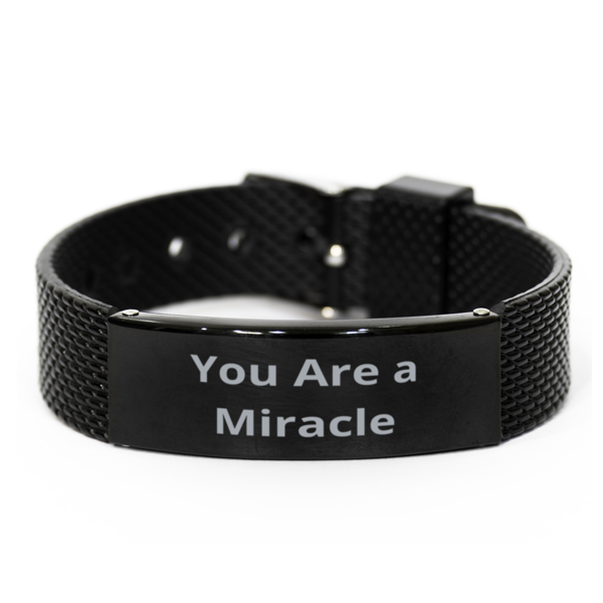 You Are a Miracle,  Black Shark Mesh Bracelet. Model 60054