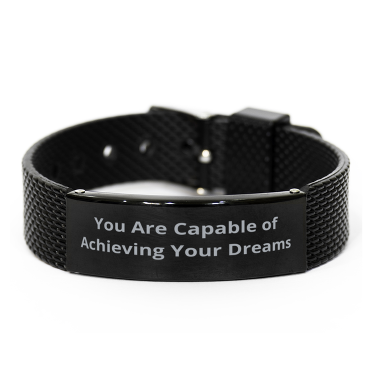 You Are Capable of Achieving Your Dreams,  Black Shark Mesh Bracelet. Model 60054