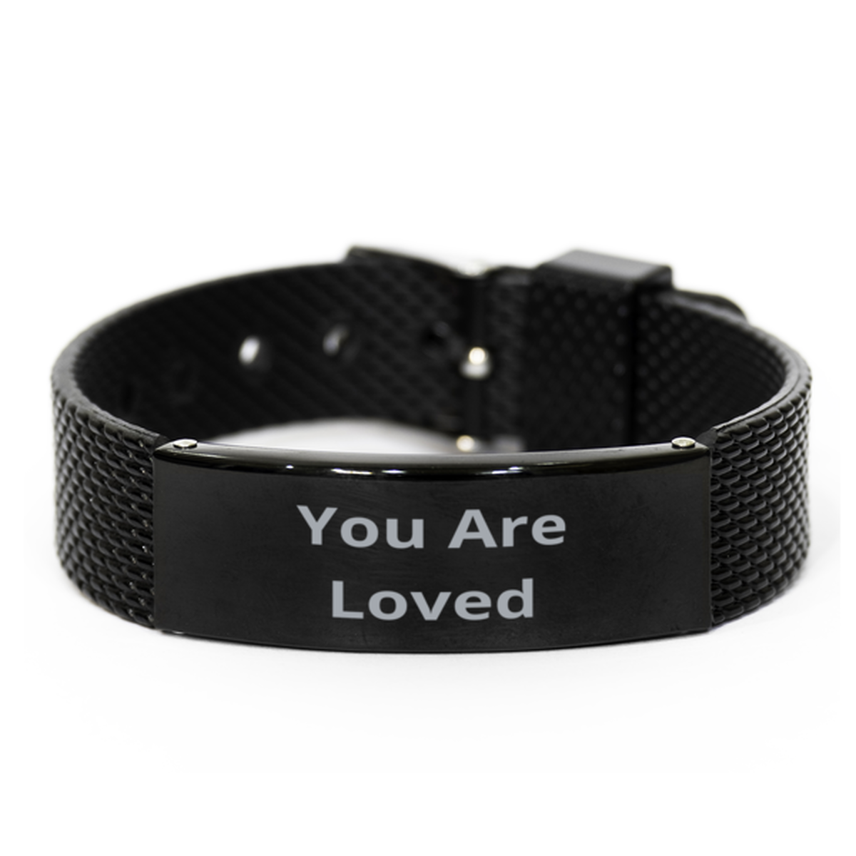 You Are Loved,  Black Shark Mesh Bracelet. Model 60054