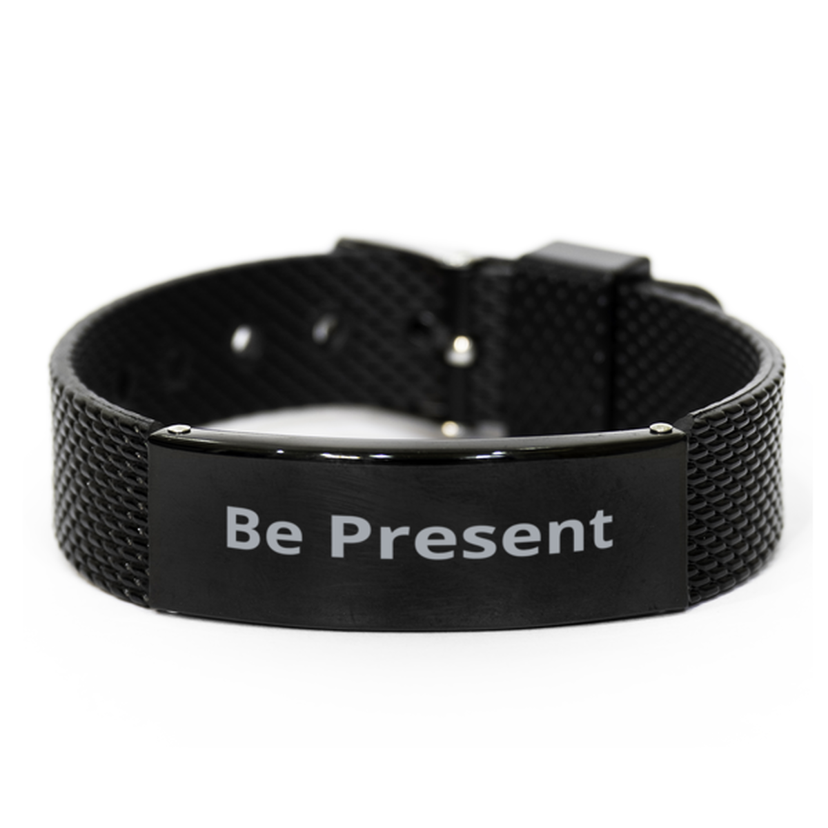 Be Present,  Black Shark Mesh Bracelet. Model 60054