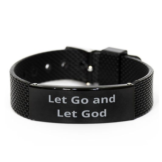 Let Go and Let God,  Black Shark Mesh Bracelet. Model 60054