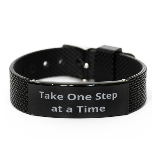 Take One Step at a Time,  Black Shark Mesh Bracelet. Model 60054