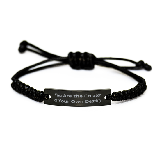 You Are the Creator of Your Own Destiny,  Black Rope Bracelet. Model 60054