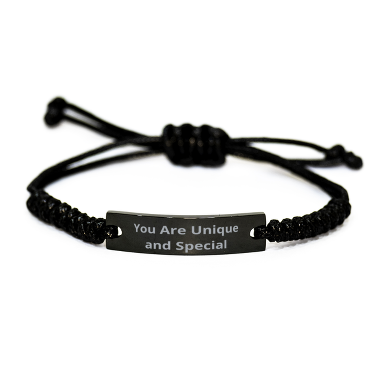 You Are Unique and Special,  Black Rope Bracelet. Model 60054