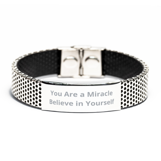 You Are a Miracle Believe in Yourself,  Stainless Steel Bracelet. Model 60054