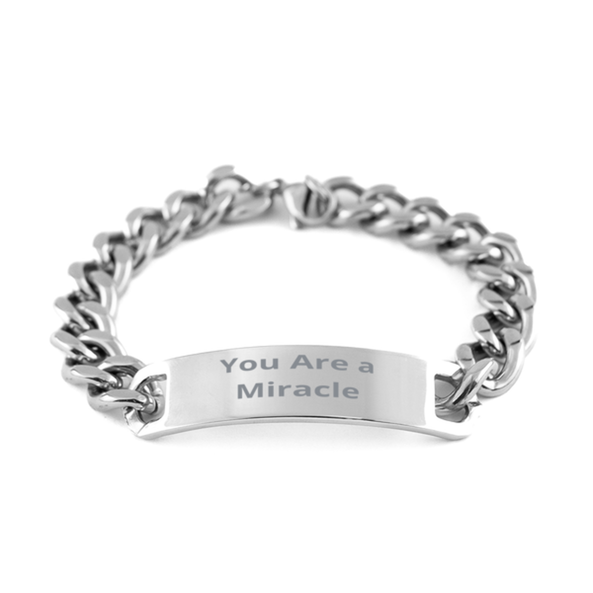 You Are a Miracle,  Cuban Chain Stainless Steel Bracelet. Model 60054