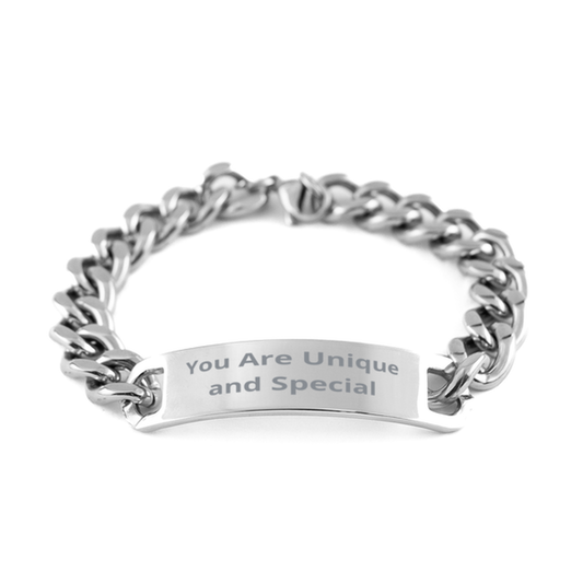 You Are Unique and Special,  Cuban Chain Stainless Steel Bracelet. Model 60054