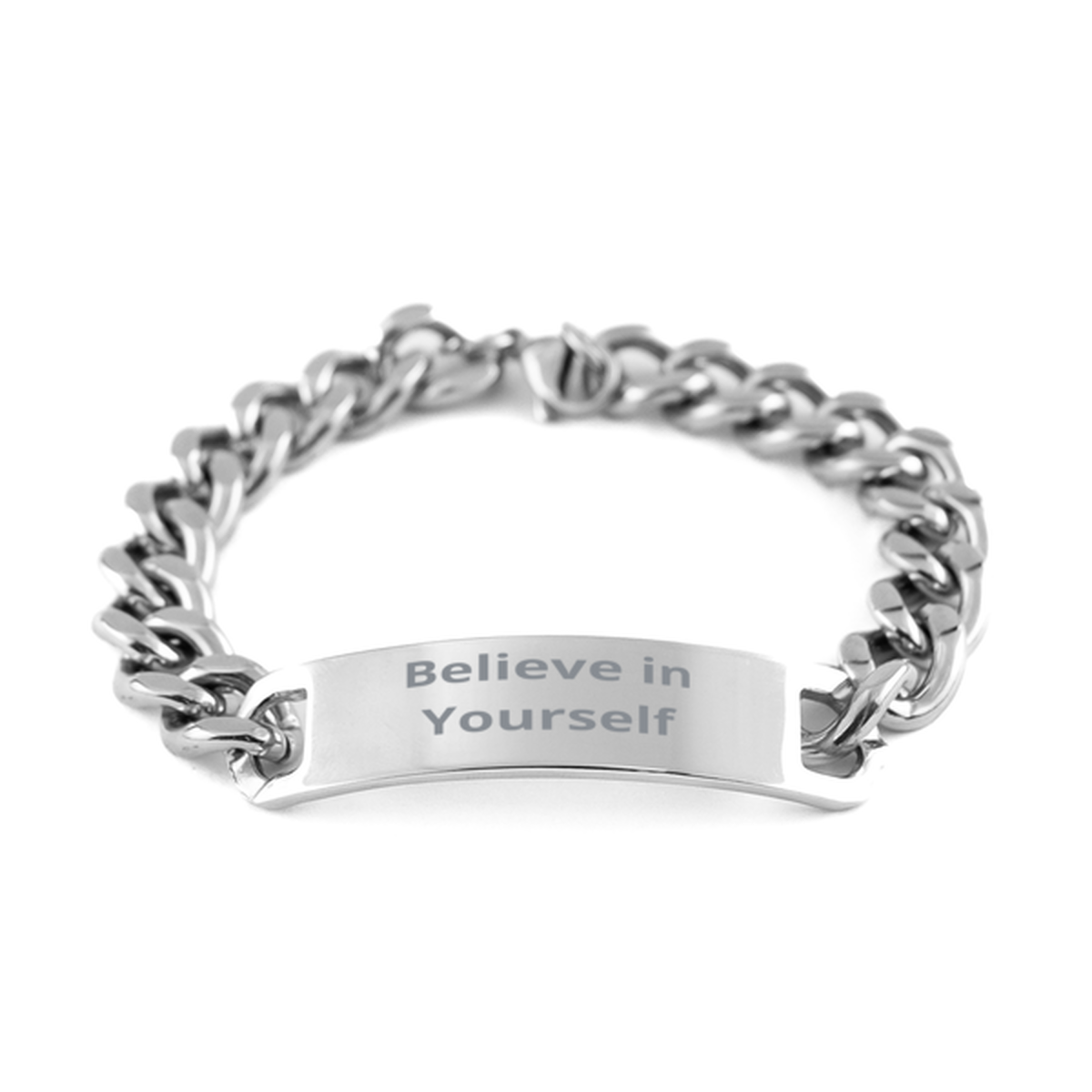 Believe in Yourself,  Cuban Chain Stainless Steel Bracelet. Model 60054