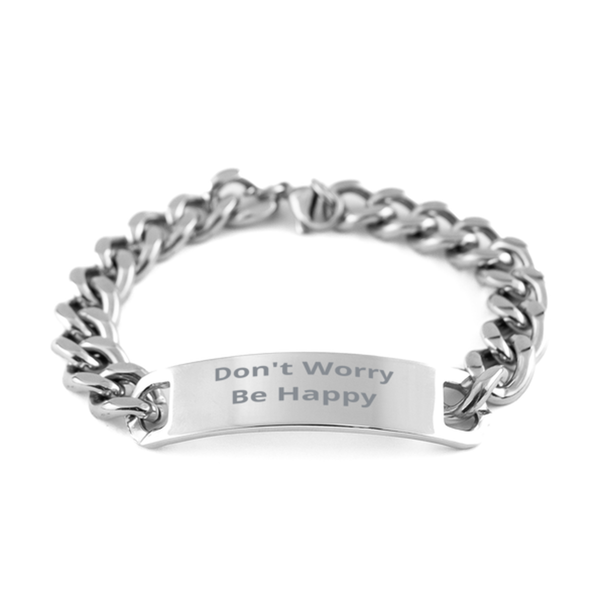 Don't Worry Be Happy,  Cuban Chain Stainless Steel Bracelet. Model 60054