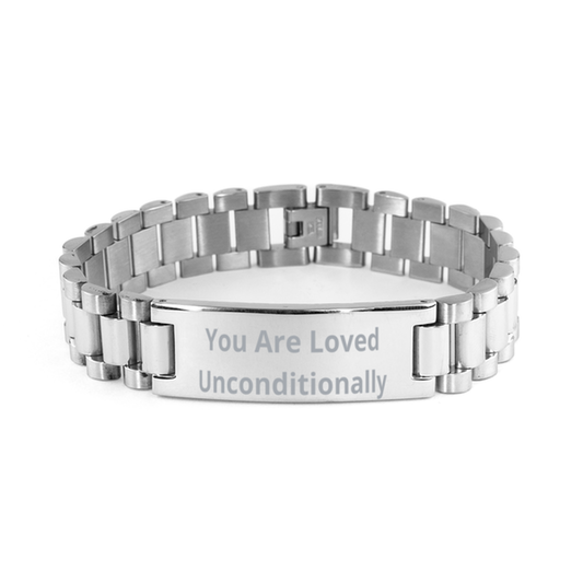 You Are Loved Unconditionally,  Ladder Stainless Steel Bracelet. Model 60054