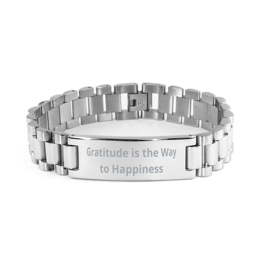 Gratitude is the Way to Happiness,  Ladder Stainless Steel Bracelet. Model 60054