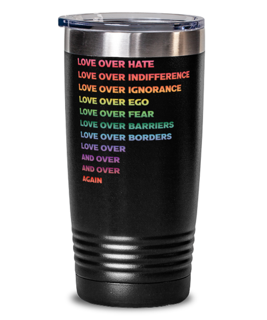 Love Over Hate Shirt 1, black Tumbler 20oz. Model 60055