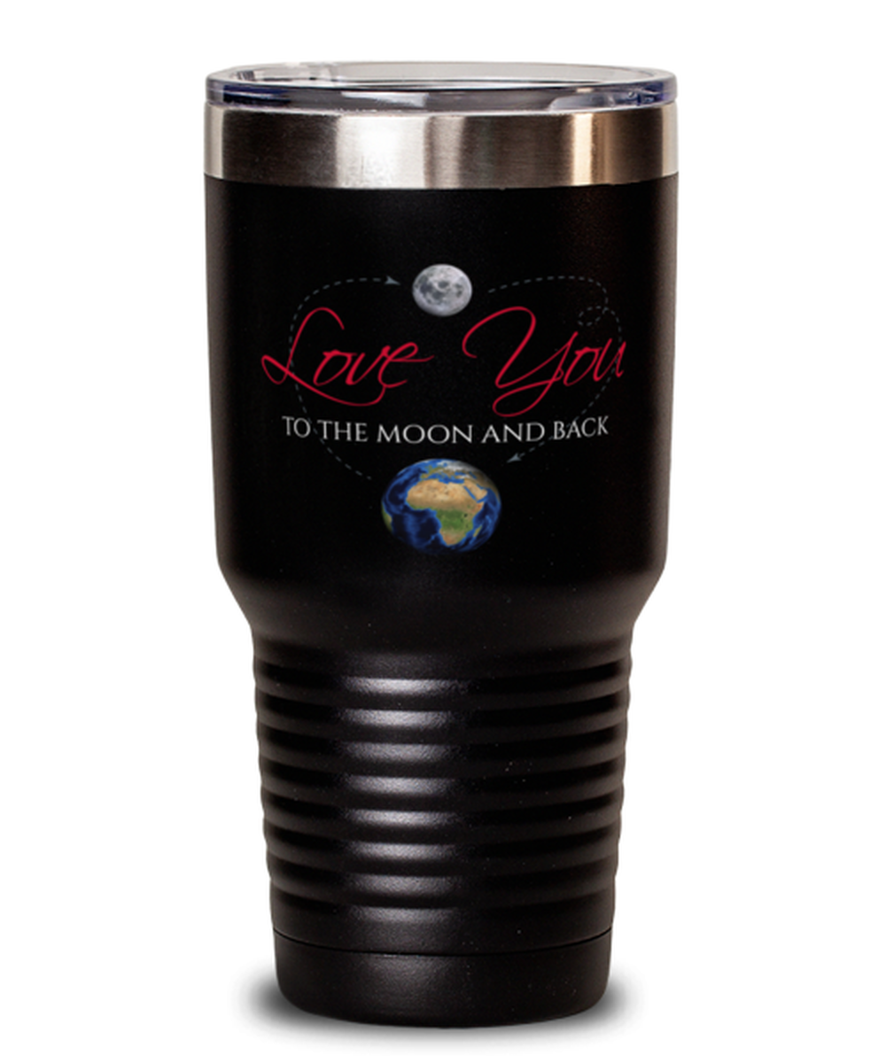 love you to the moon and back-BLACK MUG, black Tumbler 30oz. Model 60055