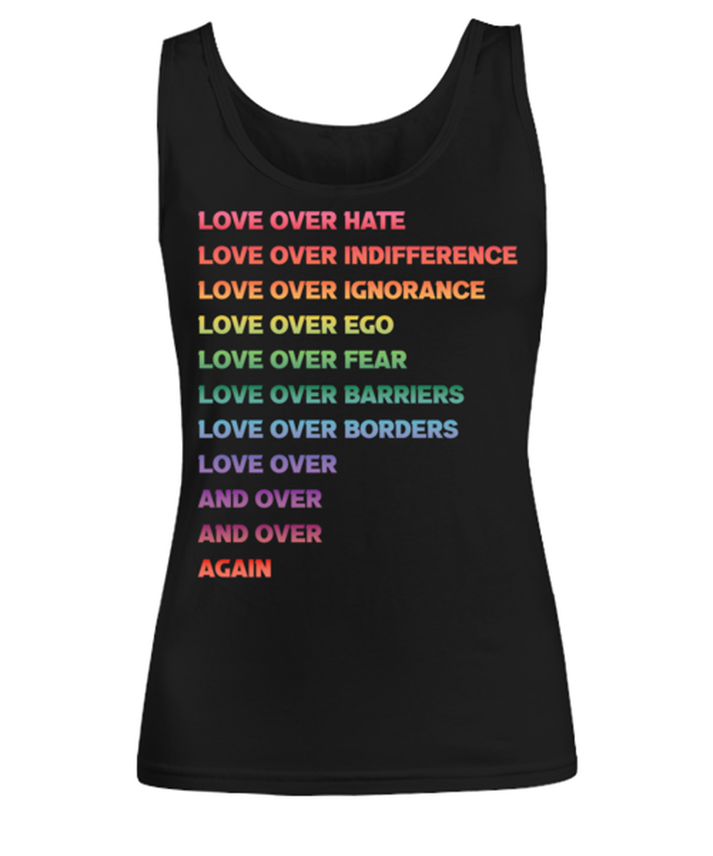Love Over Hate  1, black Women's Tank Top. Model 60056