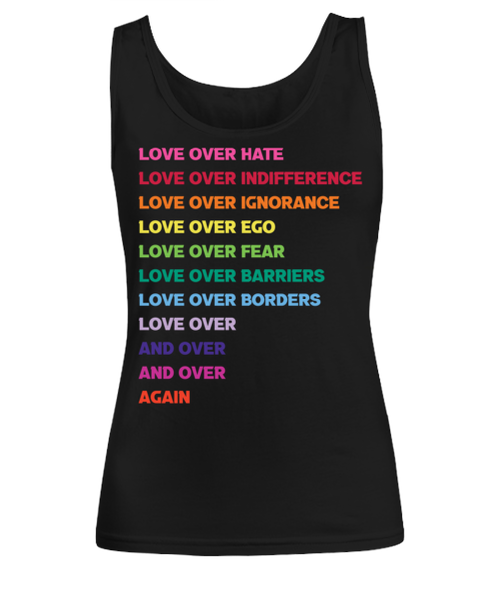 Love Over Hate  2, black Women's Tank Top. Model 60056