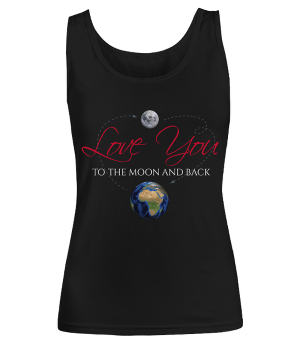 love you to the moon and back, black Women's Tank Top. Model 60056