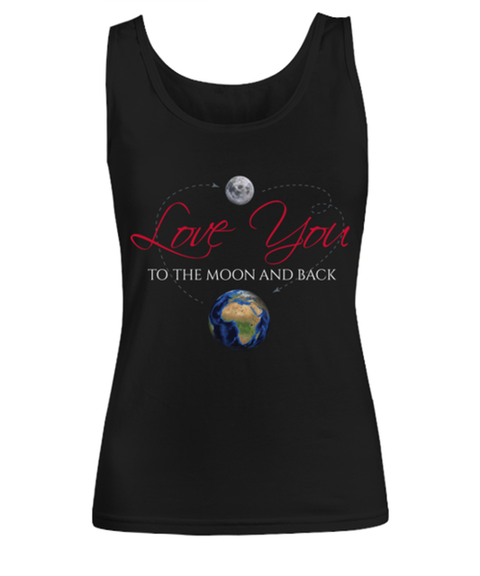 love you to the moon and back, black Women's Tank Top. Model 60056