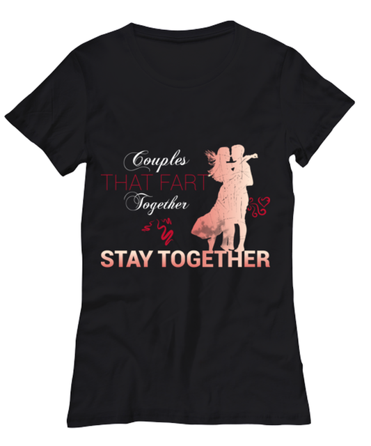 couples that fart together, black Women's Tee. Model 60056