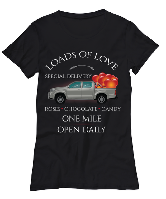 Loads of Love, black Women's Tee. Model 60056