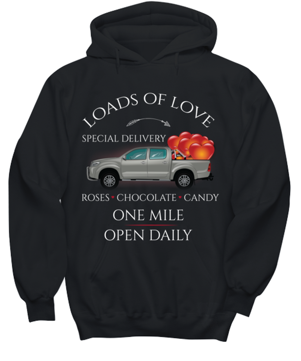 Loads of Love, black hoodie. Model 60056