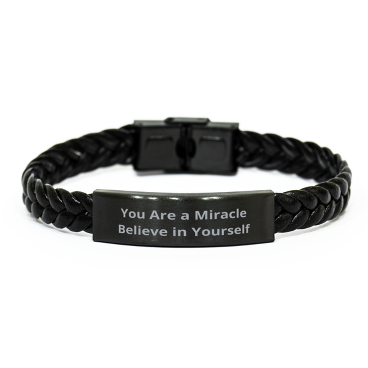 You Are a Miracle Believe in Yourself,  Braided Leather Bracelet. Model 60057