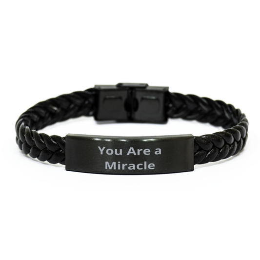 You Are a Miracle,  Braided Leather Bracelet. Model 60057