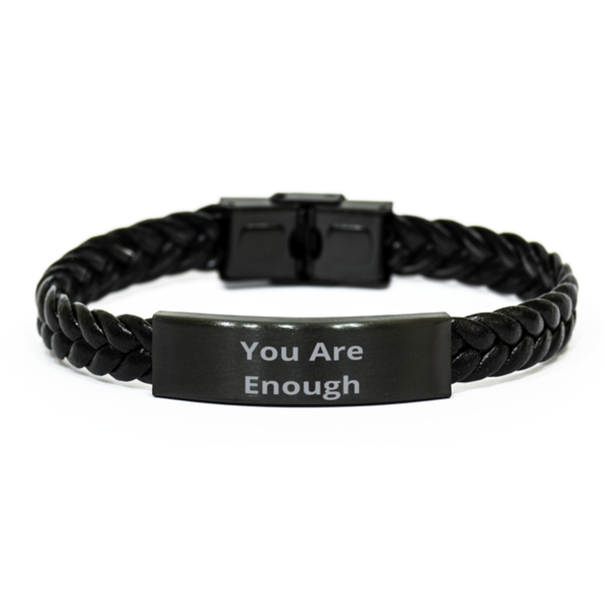 You Are Enough,  Braided Leather Bracelet. Model 60057