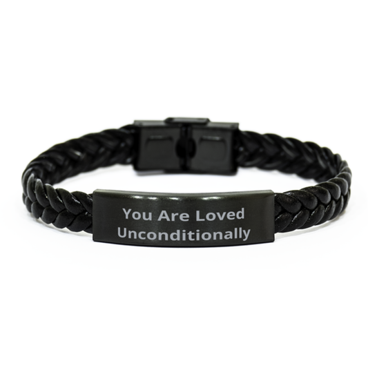 You Are Loved Unconditionally,  Braided Leather Bracelet. Model 60057