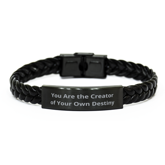 You Are the Creator of Your Own Destiny,  Braided Leather Bracelet. Model 60057